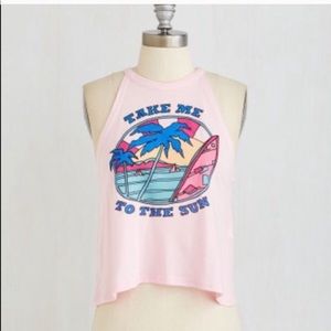 Take Me To The Sun pink high neck tank